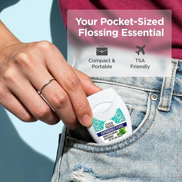Alt view image 6 of 7 - GuruNanda Expanding Dental Floss Peppermint Flavor, 55 Yards, 1 Ct