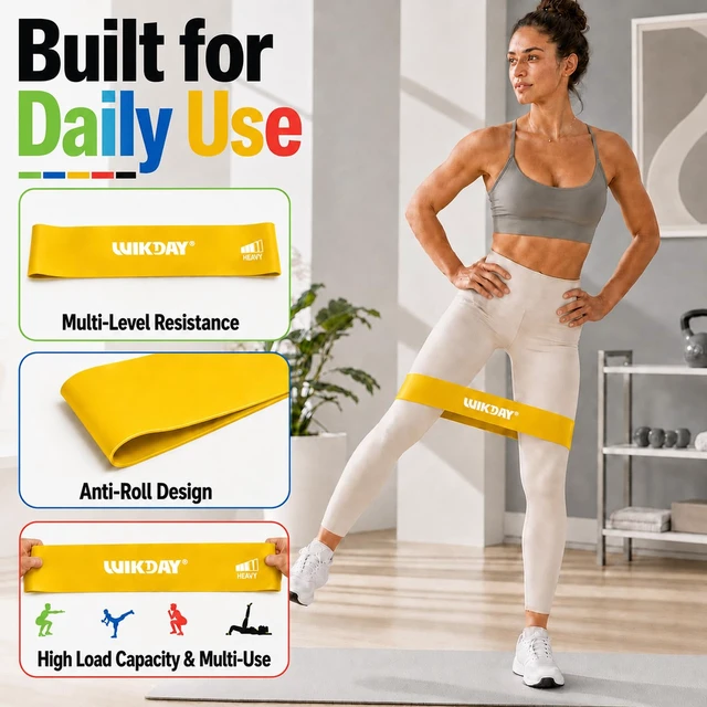 Alt view image 2 of 7 - WIKDAY Resistance Bands Set of 5, Exercise Loop Bands for Men Women, Body Stretching, Crossfit Training, Home Workout, Physical Therapy, Booty Legs