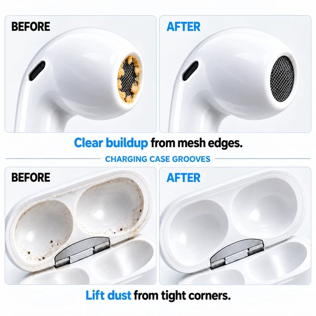 Alt view image 5 of 6 - Inesore AirPod Cleaning Kit for Phone Earbuds Electronics White