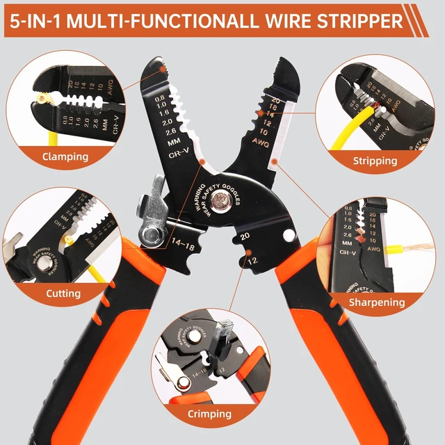 Alt view image 7 of 7 - 3rd Generation 5-in-1 Wire Stripper Crimping Tool, 10-20 AWG, Multi-Function Hand Tool