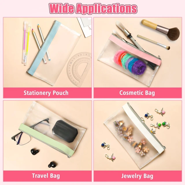 Alt view image 5 of 7 - 4 Pack Clear Cute Pencil Pouch with Zipper