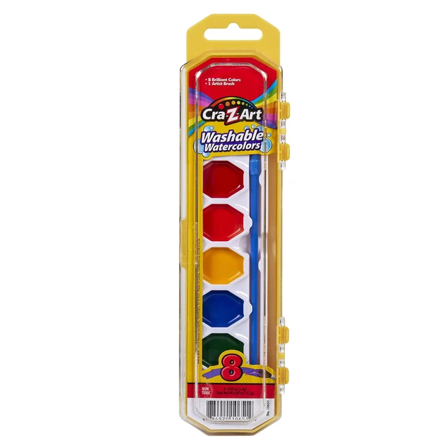 Main image of Cra-Z-art 10651 Washable Watercolors, 8 Colors, with Brush, 1 Tray