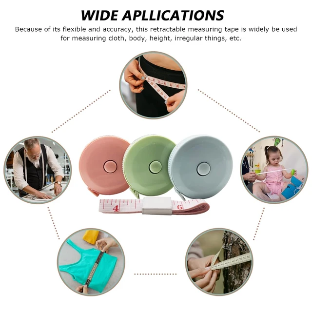 Alt view image 6 of 6 - Mini Retractable Tape Measure (3-Pack) + Soft Fabric Sewing Ruler (1 Piece), Flexible, Pocket Size, Dual Sided, 150CM Tailor Measuring Tape for Body Measurement, Weight L