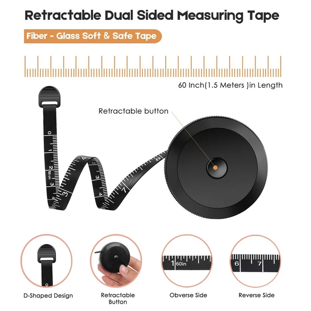 Alt view image 7 of 7 - iBayam 2 Pack Tape Measure 60"/150cm for Body Fabric Sewing