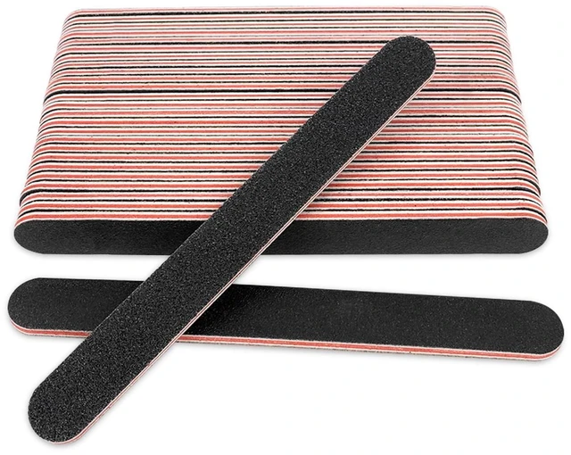 Main image of 20 Pack 100/180 Grit Black Professional Reusable Emery Board Nail Files, Manicure Tool for Acrylic and Natural Nails