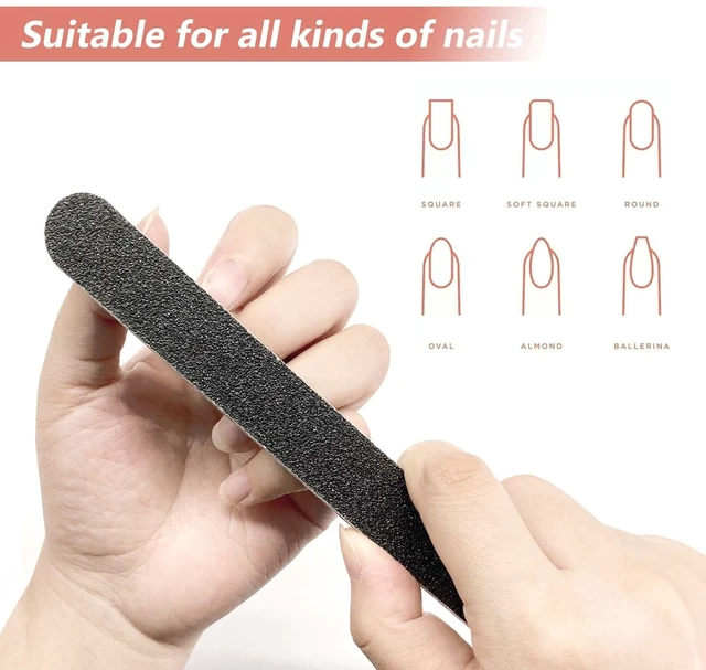 Alt view image 2 of 7 - 20 Pack 100/180 Grit Black Professional Reusable Emery Board Nail Files, Manicure Tool for Acrylic and Natural Nails