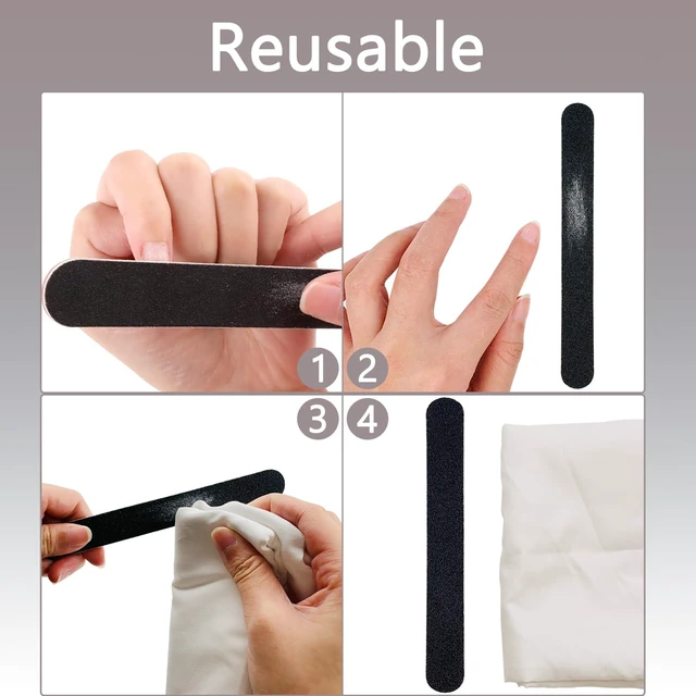Alt view image 5 of 7 - 20 Pack 100/180 Grit Black Professional Reusable Emery Board Nail Files, Manicure Tool for Acrylic and Natural Nails