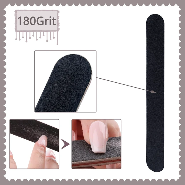 Alt view image 6 of 7 - 20 Pack 100/180 Grit Black Professional Reusable Emery Board Nail Files, Manicure Tool for Acrylic and Natural Nails