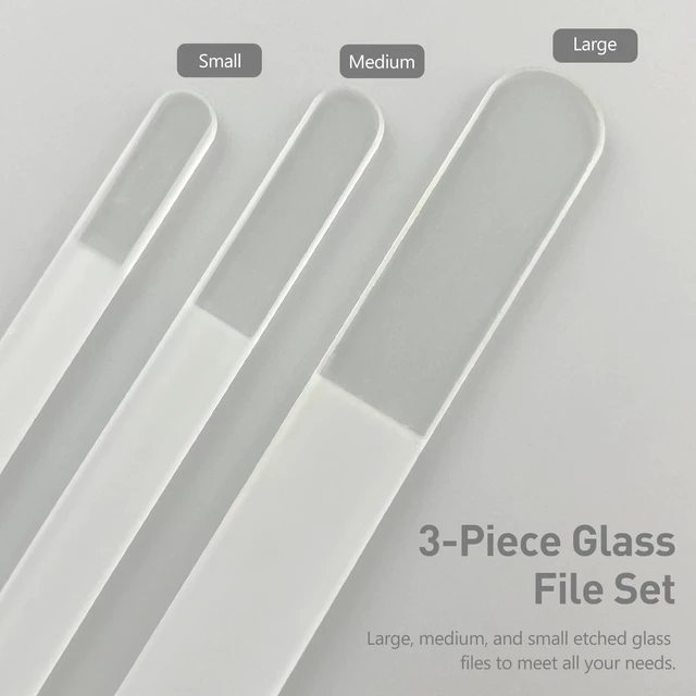 Alt view image 4 of 7 - Professional 3-Piece Czech Glass Nail File Set, Handmade Tempered Glass, Double-Sided, Washable, Etched for Natural Nails, Ideal Present Set