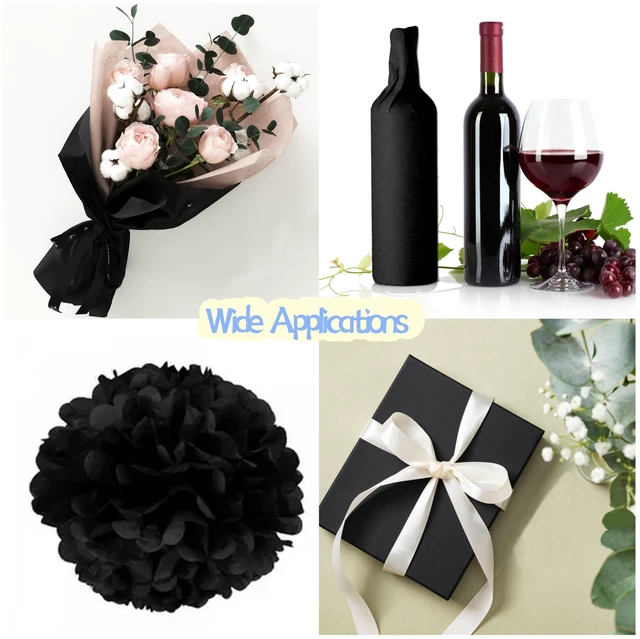 Alt view image 3 of 6 - Hlonon Black Tissue Paper 30 Sheets 14 x 20 Inch for Gift Wrapping, DIY Crafts, Wedding, Birthday, Christmas