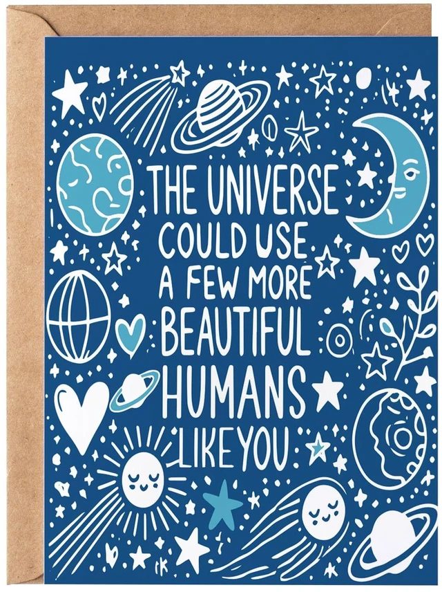 Main image of The Universe Could Use a Few More Beautiful Humans Like You Greeting Card - Moon and Stars Birthday Thinking of You for Women Him Her Best Friend Bestie Sister