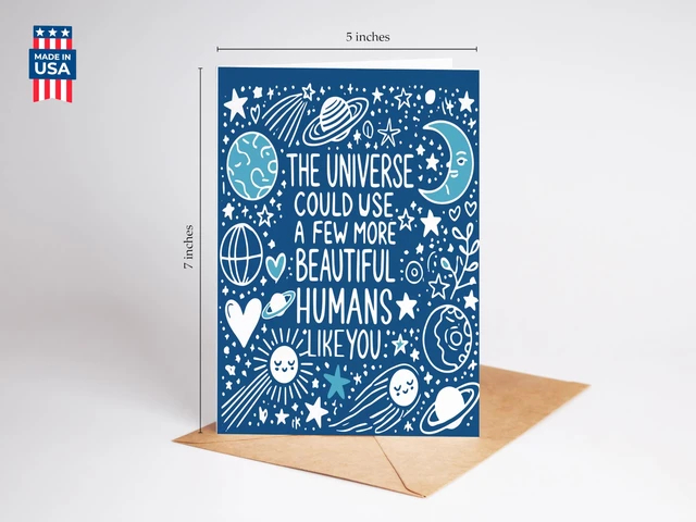 Alt view image 4 of 7 - The Universe Could Use a Few More Beautiful Humans Like You Greeting Card - Moon and Stars Birthday Thinking of You for Women Him Her Best Friend Bestie Sister