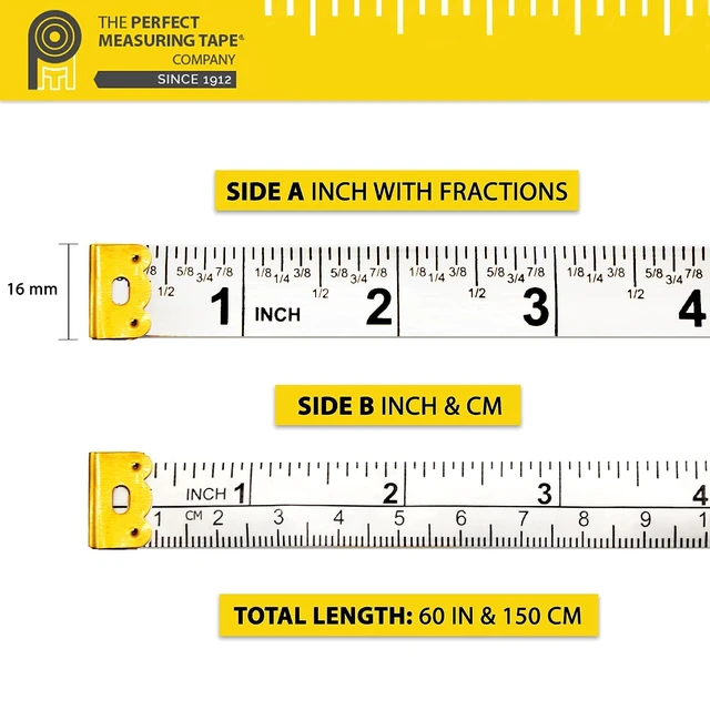 Alt view image 4 of 6 - TR-16-frac 60Inch Double Sided Fractional Inches and Millimeter/Centimeter Tape Measure White