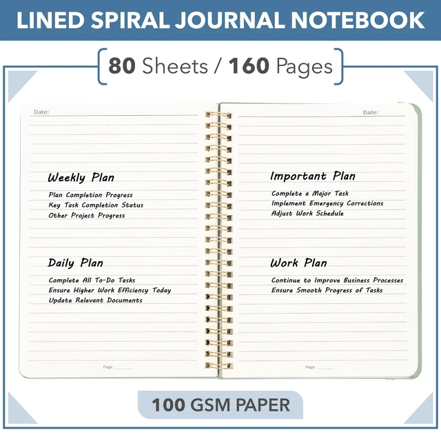 Alt view image 6 of 7 - Mr. Pen Lined Spiral Journal Notebook, A5, 160 Pages, 5.7"x7.9", Green