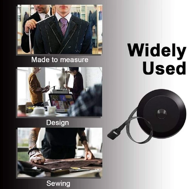 Alt view image 2 of 7 - GDMINLO Soft Tape Measure Retractable for Body Fabric Sewing Tailor Cloth Knitting Craft Weight Loss, Black Double Scales, 1 Pack