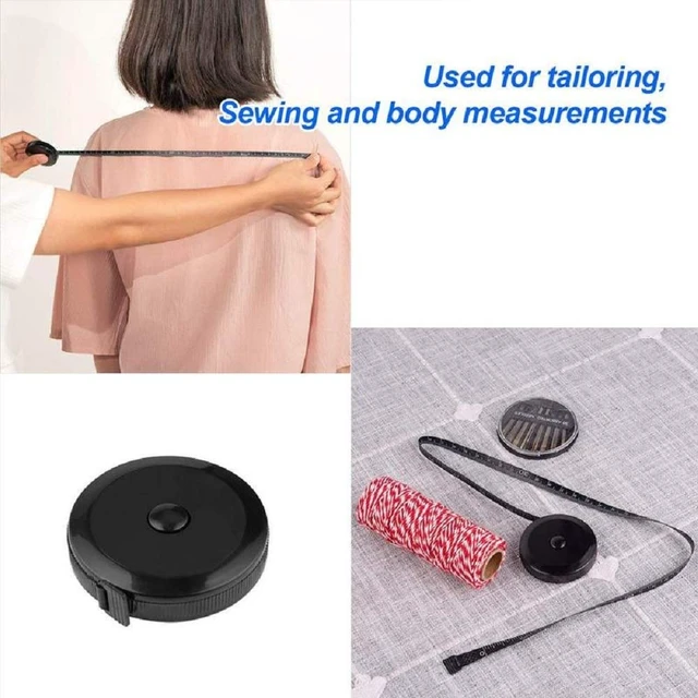 Alt view image 7 of 7 - GDMINLO Soft Tape Measure Retractable for Body Fabric Sewing Tailor Cloth Knitting Craft Weight Loss, Black Double Scales, 1 Pack