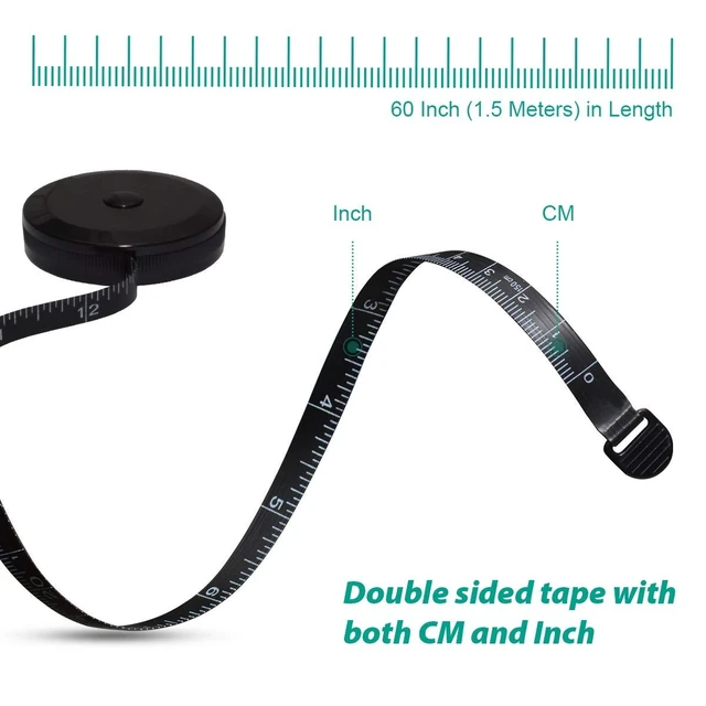 Alt view image 4 of 7 - GDMINLO Soft Tape Measure Retractable for Body Fabric Sewing Tailor Cloth Knitting Craft Weight Loss, Black Double Scales, 1 Pack