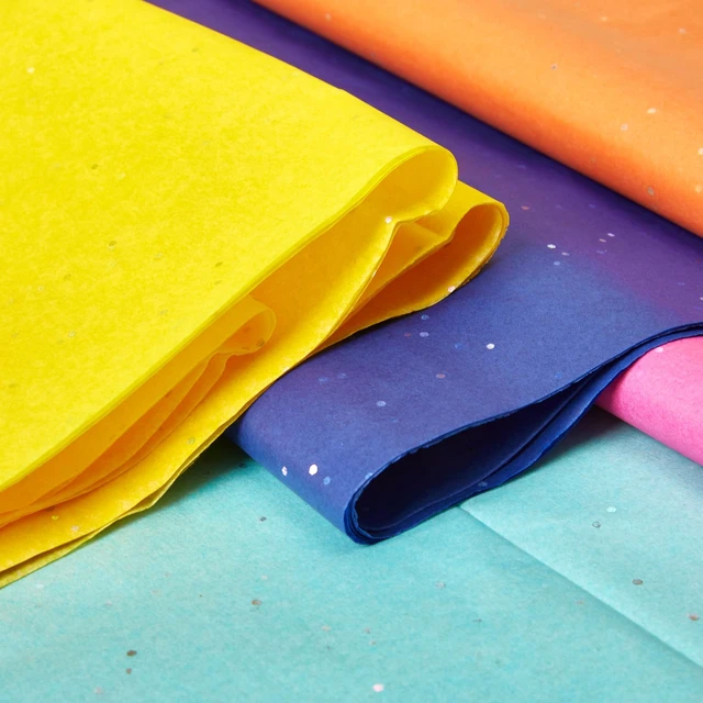 Alt view image 4 of 5 - SUNCOLOR Glitter Rainbow Tissue Paper, 36 Sheets, 9 Assorted Colors, 20 x 20 Inch, for Gifts, Party Decor, DIY Crafts