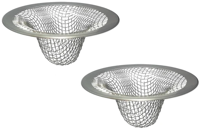 Main image of 0" Stainless Steel Sink Drain Strainer, 2 Pack Hair Catcher, Mesh Baskets for Laundry, Mop Pool, Utility, Slop, RV Sink