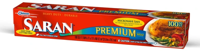 Main image of Saran Premium Plastic Wrap, 100SqFt, Food Storage, Easy Dispense