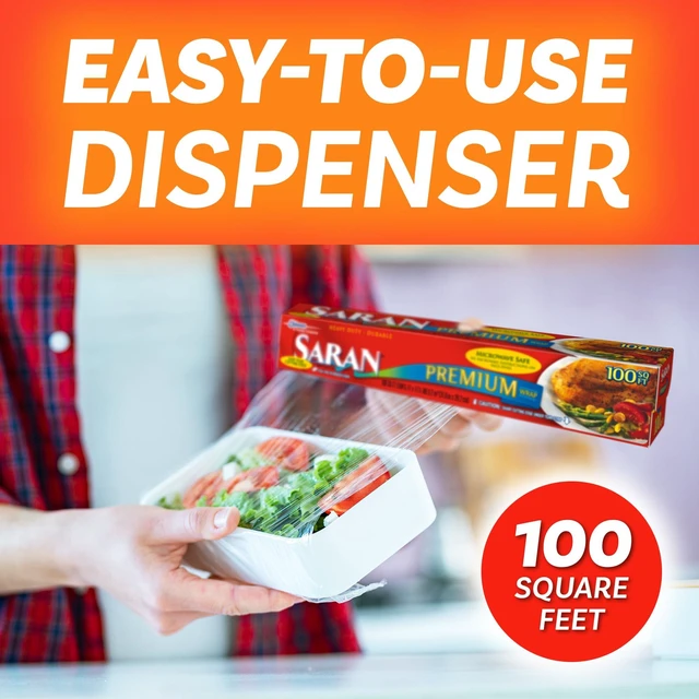 Alt view image 2 of 7 - Saran Premium Plastic Wrap, 100SqFt, Food Storage, Easy Dispense