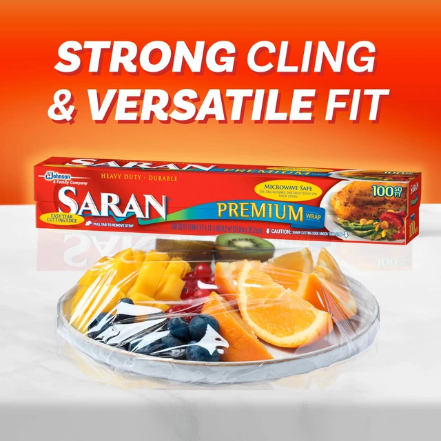 Alt view image 5 of 7 - Saran Premium Plastic Wrap, 100SqFt, Food Storage, Easy Dispense