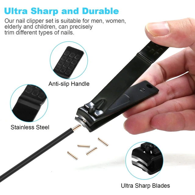Alt view image 5 of 7 - 4-Piece Nail Clippers Set, Fingernail and Toenail Cutters for Men and Women, Black