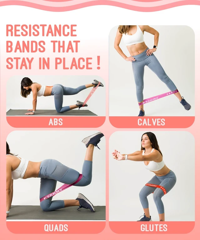 Alt view image 5 of 6 - Resistance Bands with 5 Resistance Levels, Natural Latex for Home Fitness, Strength Training and Flexibility Exercises