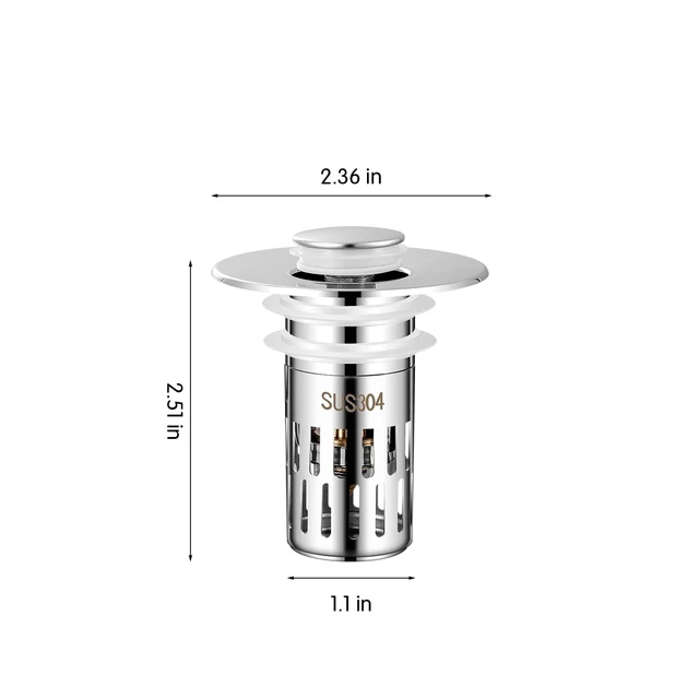 Alt view image 4 of 7 - Bathroom Sink Drain Stopper and Strainer Replacement, Bright Silver