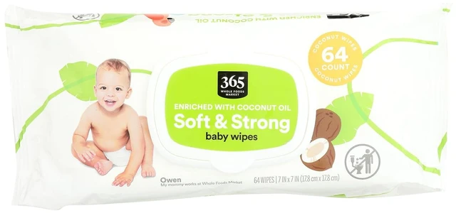 Main image of 365 by Whole Foods Market Soft & Strong Disposable Baby Wipes, Enriched with Coconut Oil, 64 Count