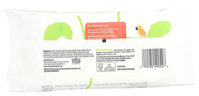 Alt view image 3 of 6 - 365 by Whole Foods Market Soft & Strong Disposable Baby Wipes, Enriched with Coconut Oil, 64 Count