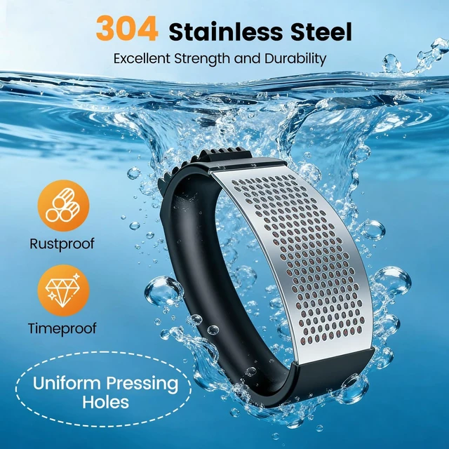 Alt view image 2 of 7 - Stainless Steel Garlic Press Rocker Set with Peeler and Cleaning Brush, Garlic Mincer Crusher, Kitchen Gadget