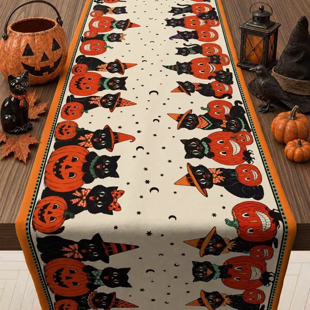 Main image of Retro Halloween Table Runner for Home Party Decor