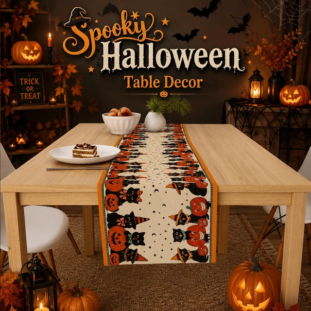 Alt view image 4 of 7 - Retro Halloween Table Runner for Home Party Decor
