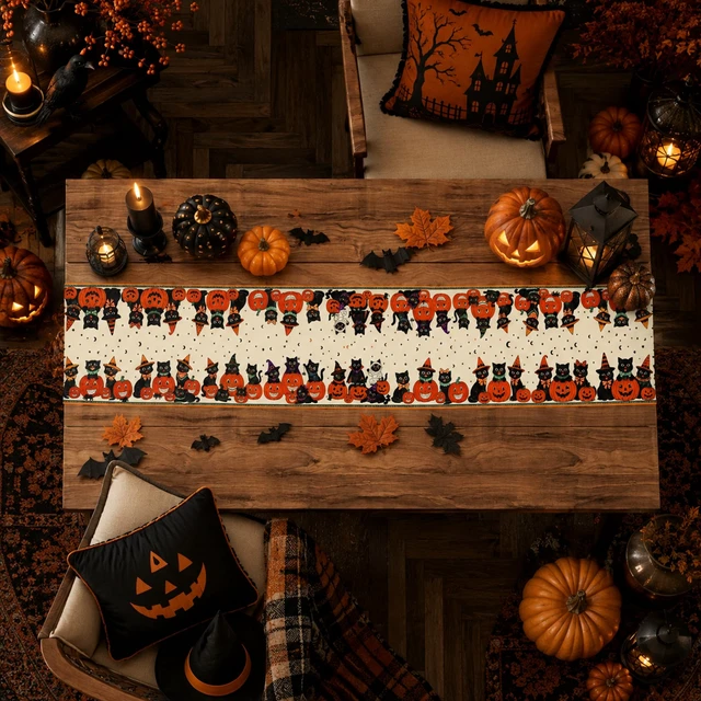 Alt view image 2 of 7 - Retro Halloween Table Runner for Home Party Decor