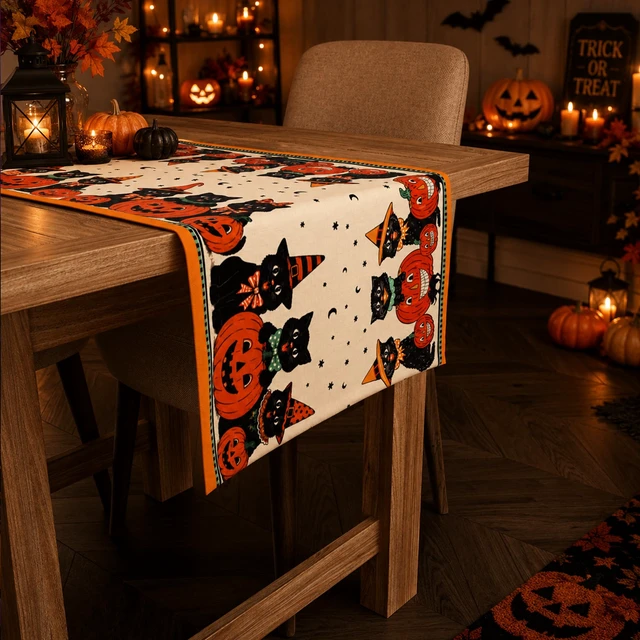 Alt view image 7 of 7 - Retro Halloween Table Runner for Home Party Decor