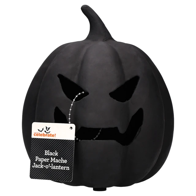 Alt view image 2 of 6 - Way To Celebrate Paper Mache Jack-o'-Lantern Decoration, Black, 8.3", Halloween