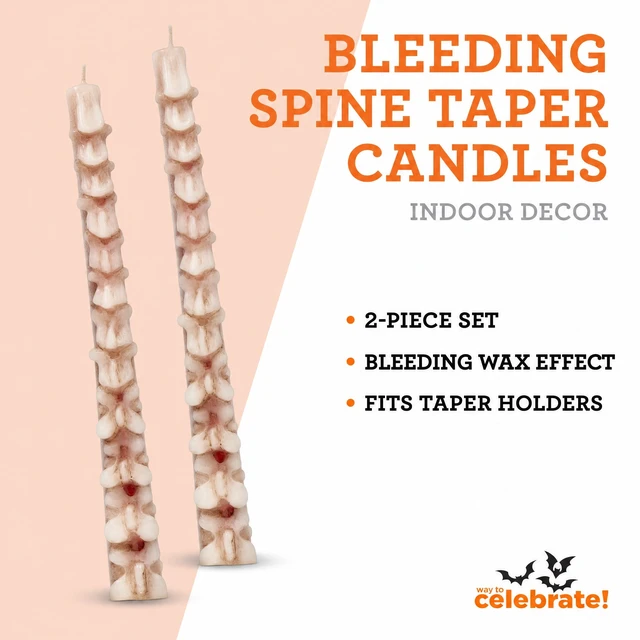 Alt view image 5 of 5 - Bleeding Spine Taper Candles, 2 Pieces, 10", Halloween, Way to Celebrate