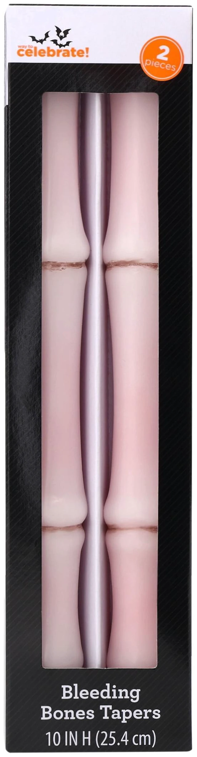 Main image of Way To Celebrate Bleeding Bones Taper Candles, 10", 2 Count, Halloween