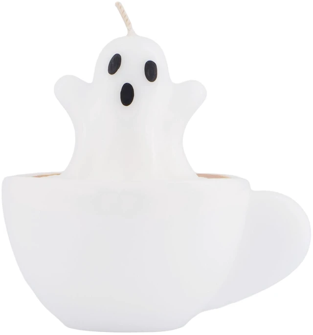 Main image of Ghost in Coffee Cup Candle, White, Halloween by Way To Celebrate