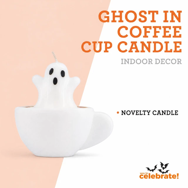 Alt view image 5 of 7 - Ghost in Coffee Cup Candle, White, Halloween by Way To Celebrate