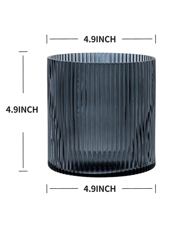 Alt view image 2 of 6 - Better Homes & Gardens Smoke Glass Ribbed Hurricane Candleholder, Medium