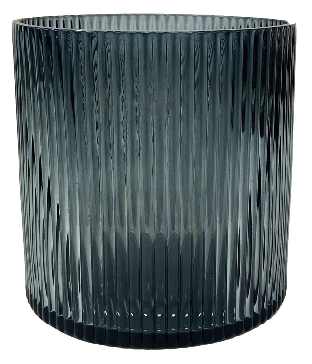 Alt view image 3 of 6 - Better Homes & Gardens Smoke Glass Ribbed Hurricane Candleholder, Medium
