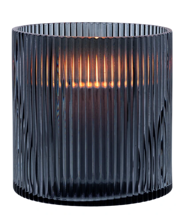 Alt view image 5 of 6 - Better Homes & Gardens Smoke Glass Ribbed Hurricane Candleholder, Medium