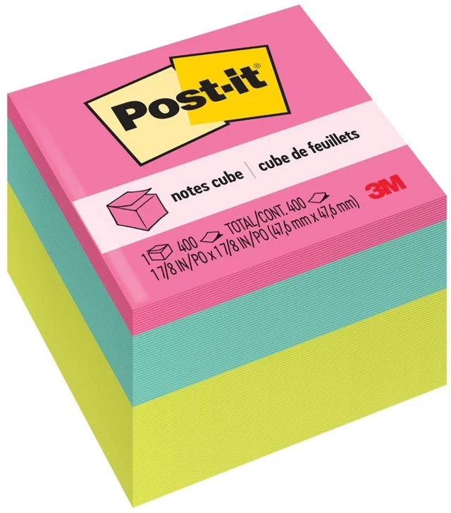 Main image of Post-it Notes Cube 1-7/8" x 1-7/8" Bright Colors 1 Cube
