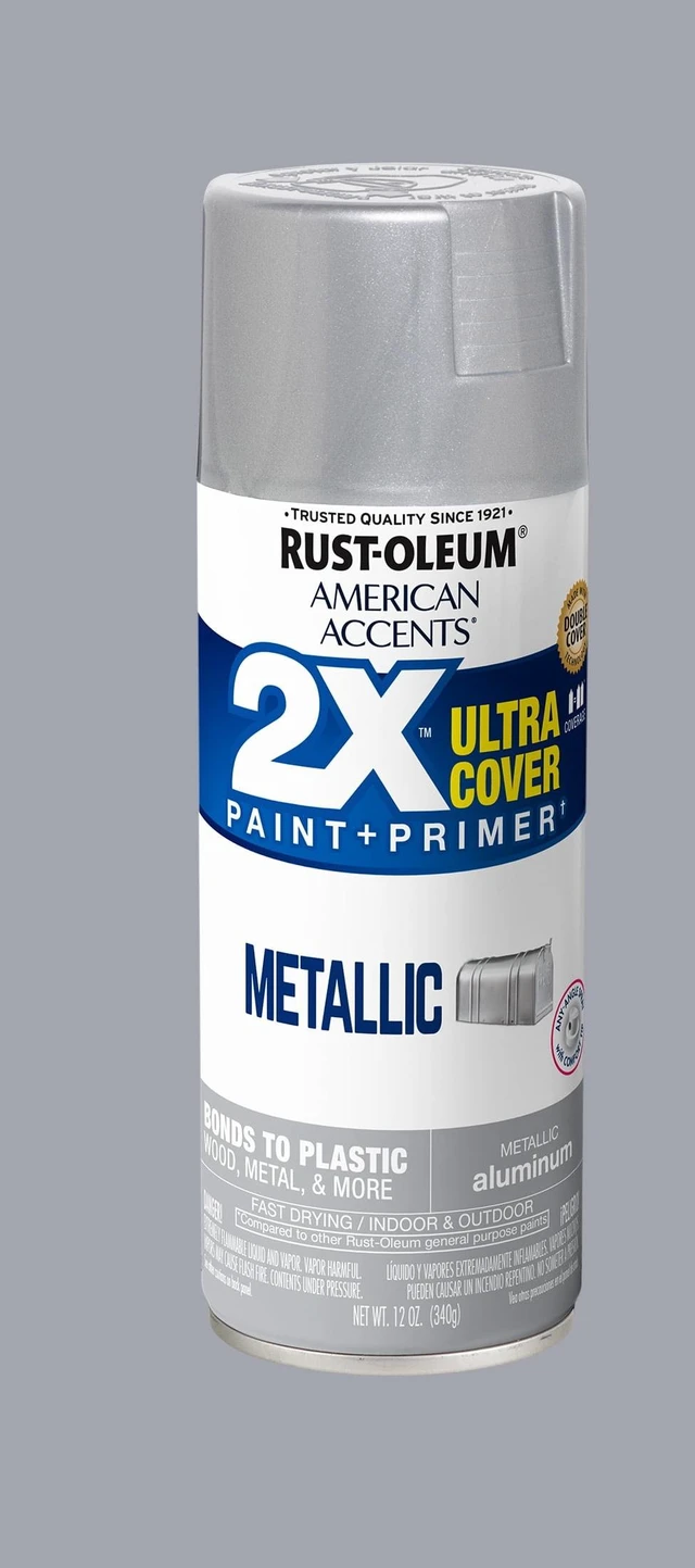 Main image of Rust-Oleum American Accents 2X Ultra Cover Metallic Spray Paint 327907, 12 oz, Aluminum