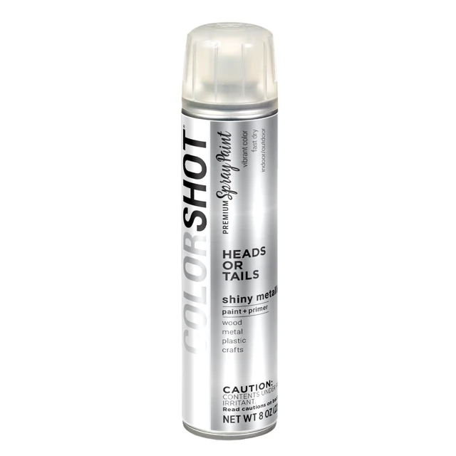 Alt view image 5 of 5 - COLORSHOT Heads or Tails Metallic Spray Paint, Silver, 8 oz, Fast-Drying Acrylic Paint, Indoor & Outdoor Use