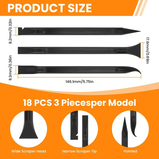 Alt view image 2 of 7 - Aifeier ET 18-Piece Plastic Scraper Tool Set, Non-Scratch Sticker Remover