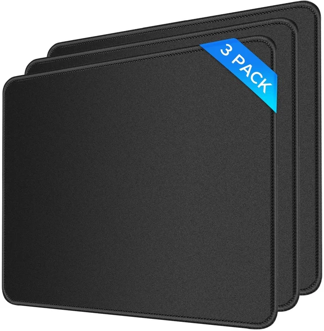 Main image of 3 Pack Standard Mouse Pad with Stitched Edges, 10.3x8.3in, Black