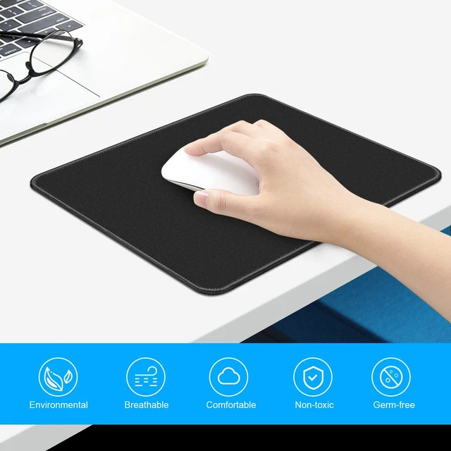 Alt view image 4 of 7 - 3 Pack Standard Mouse Pad with Stitched Edges, 10.3x8.3in, Black